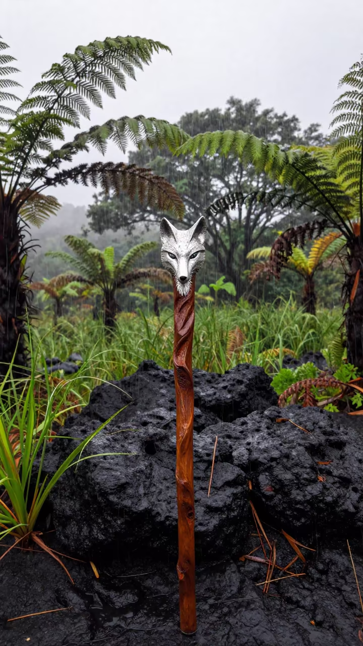 Fox Head Walking Stick Hawaii Dawn Monsoon Wind in in Hawaii
