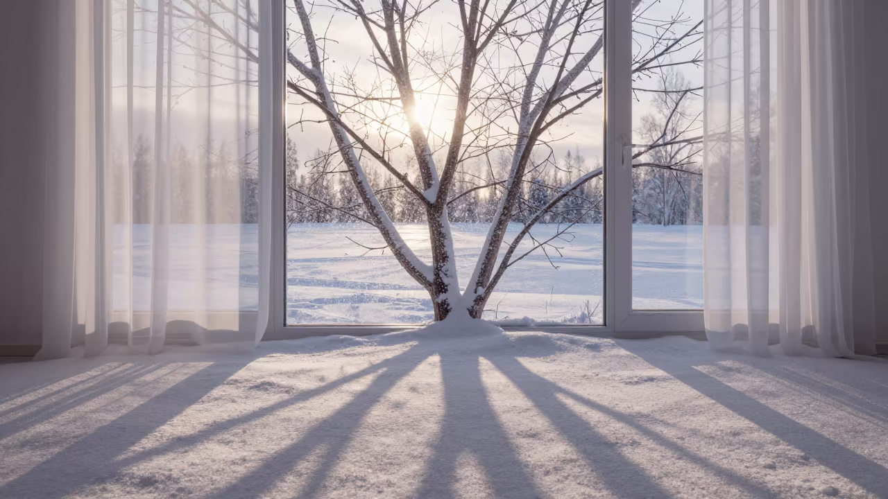 Fractal Branch Shadows on Snow at Dawn in in Sweden