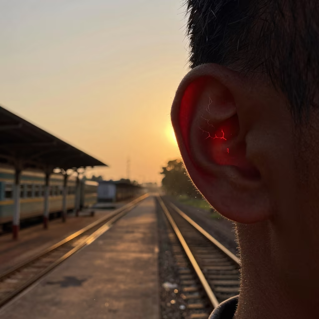 Fractal Capillaries in Backlit Ear in inside a restored train terminal in Tamale