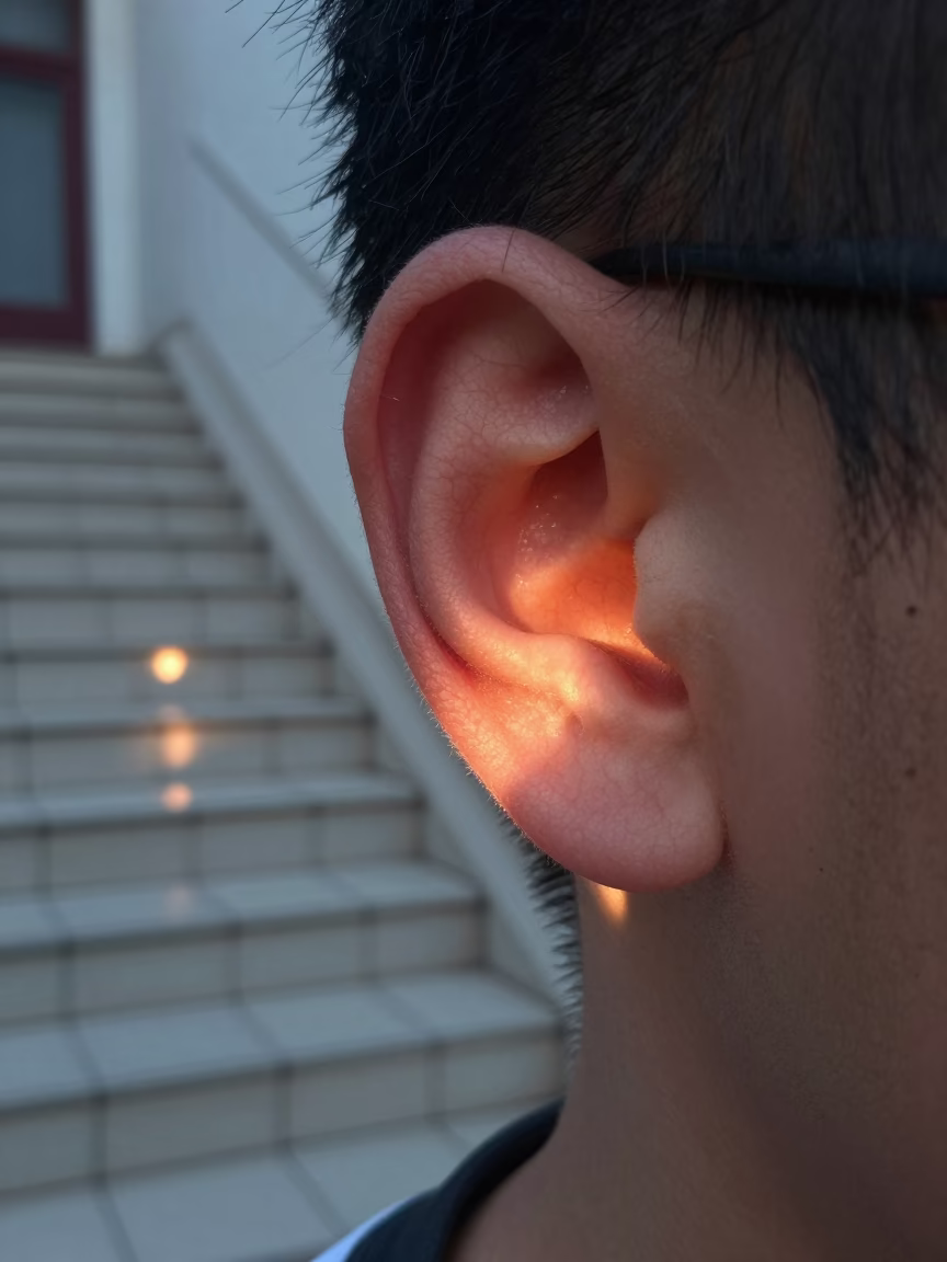 Fractal Ear Veins Candlelit Harbin Stair Hall in inside a tiled stair hall near Harbin