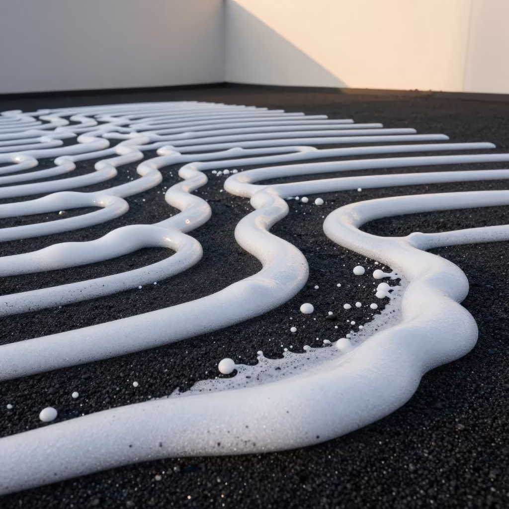 Fractal Foam Edge Curling Over Volcanic Sand in in Switzerland