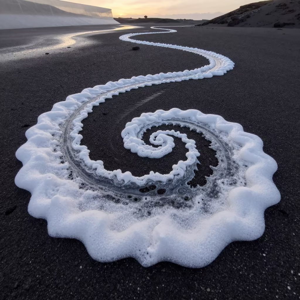 Fractal Foam on Volcanic Sand Kashmir Morning in in Kashmir