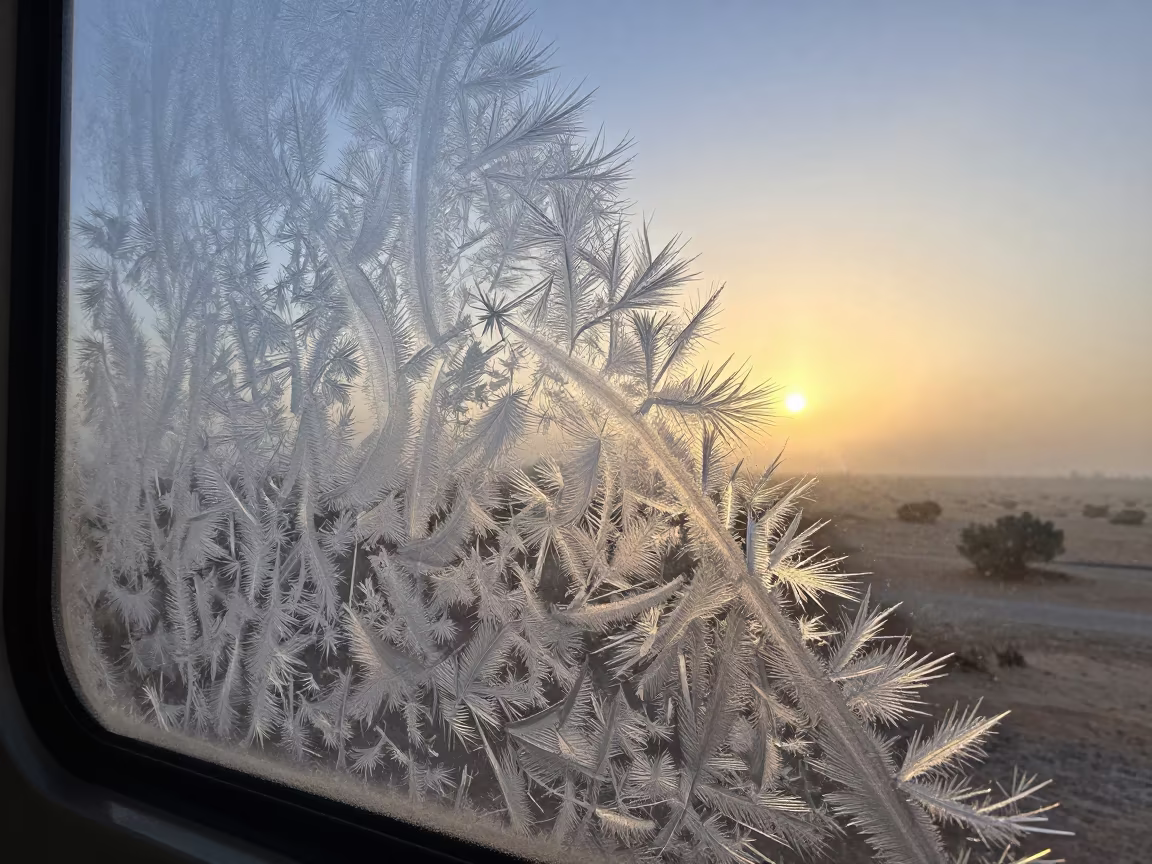 Fractal Frost Train Window Dawn Near Faiyum in near Faiyum