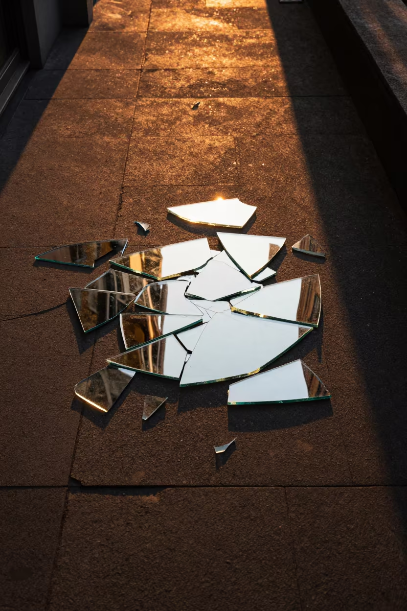 Fractured Sunset Reflection in Zurich Skylight in inside a skylit passageway in Zurich