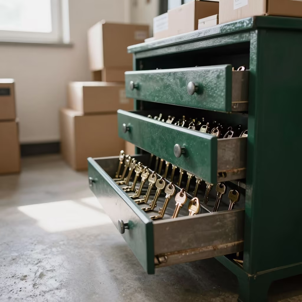 Fragrance Cabinet Key Drawer in Stockroom in inside a stockroom behind the sales floor in Adelaide