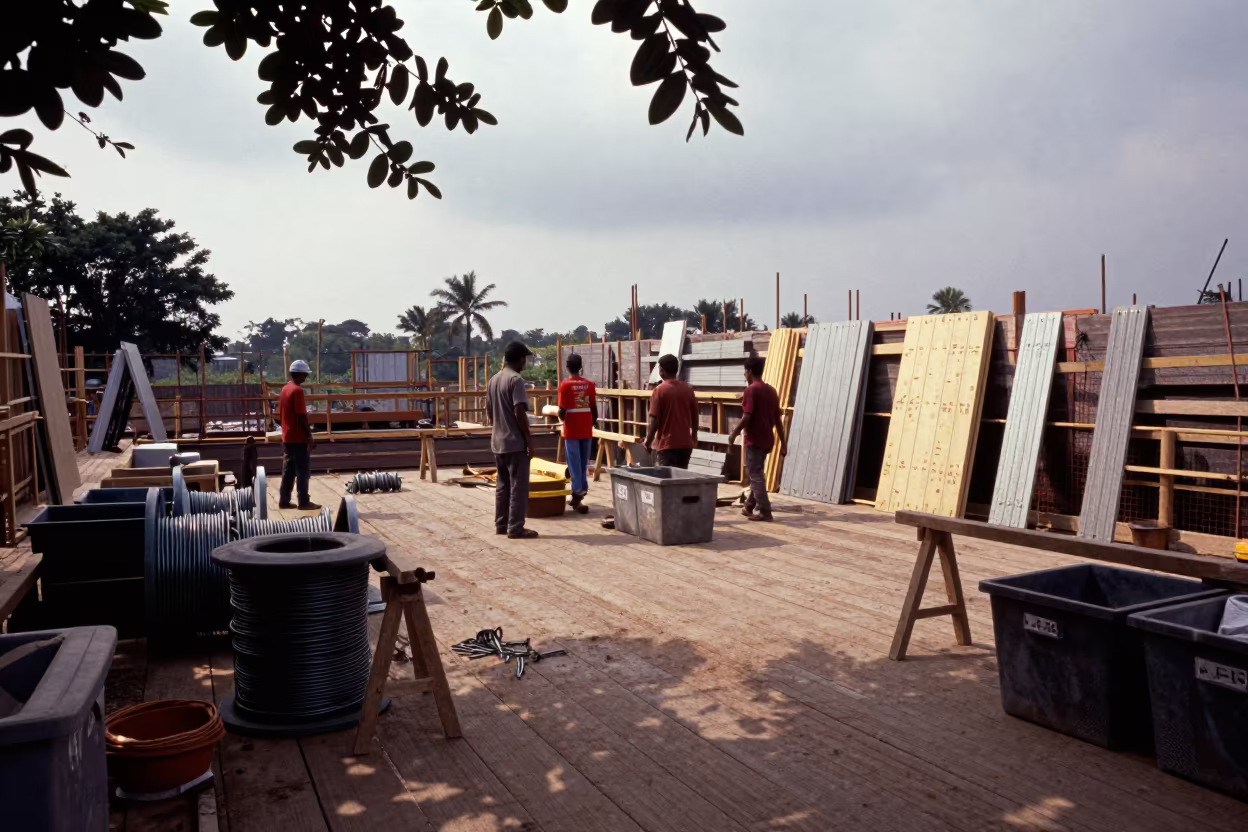 Framing Crew Station Madurai Construction Deck in on an active construction deck in Madurai