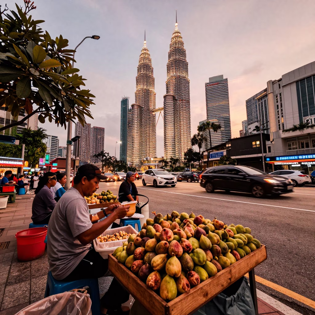 Frangipani in Kuala Lumpur at Copper-toned Light Before Dusk in in Kuala Lumpur, Malaysia