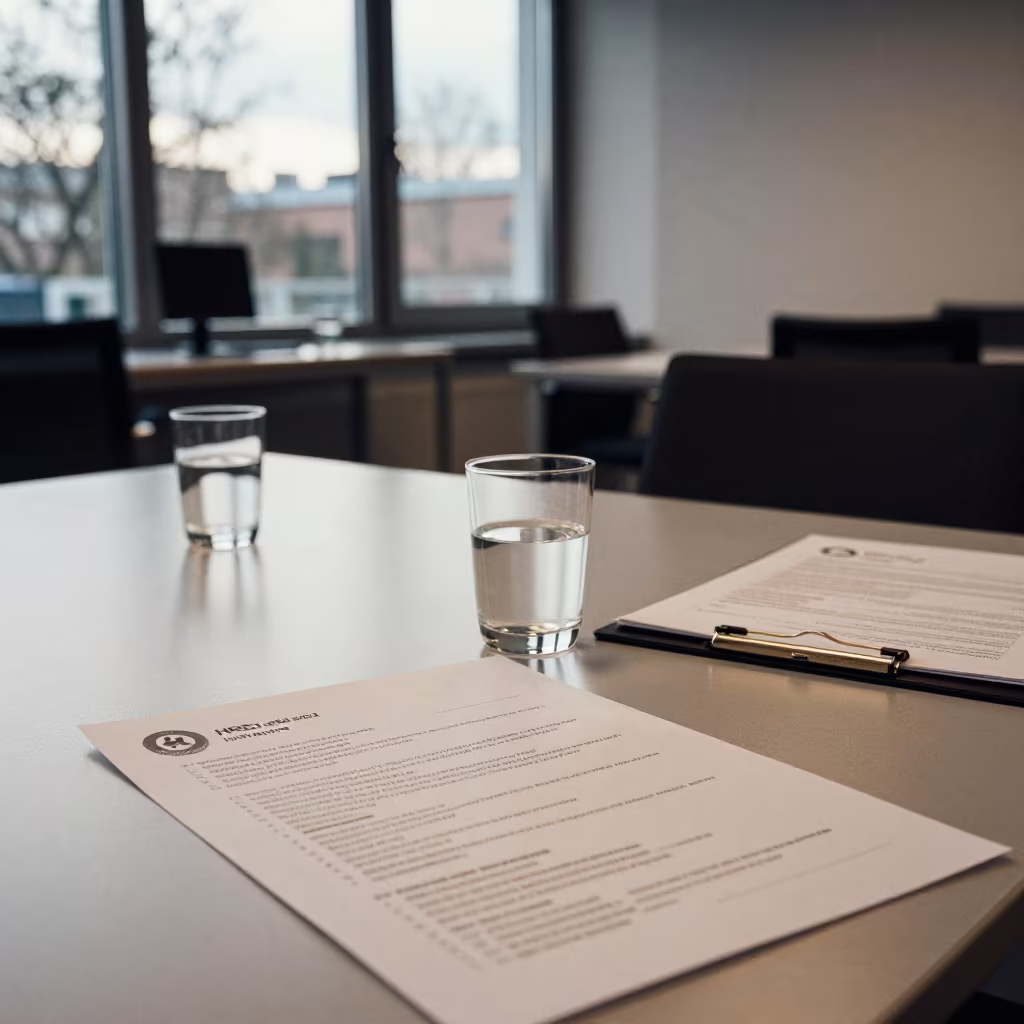 Frankfurt Interview Room Winter Afternoon Light in inside a training room prepared for interviews in Frankfurt