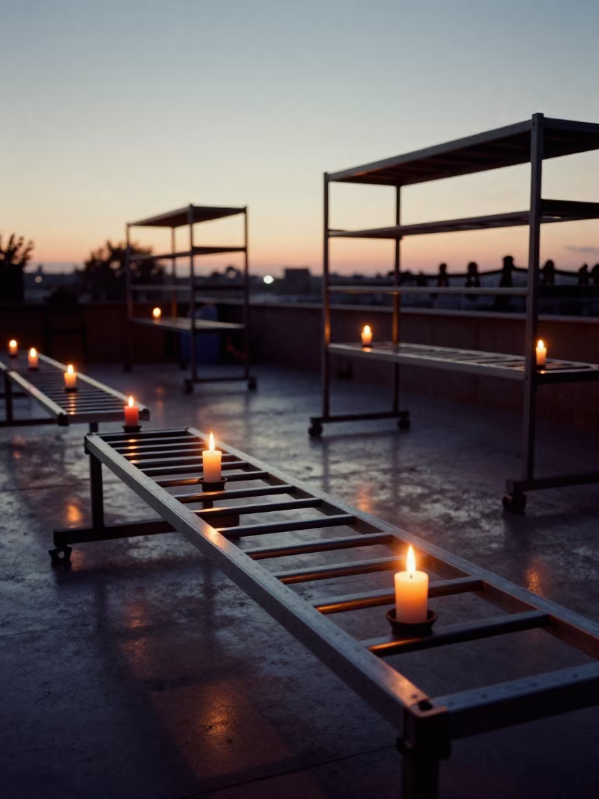 Freeze Form Rack in Kumasi Spin Studio in inside a spin studio under class lights near Kumasi