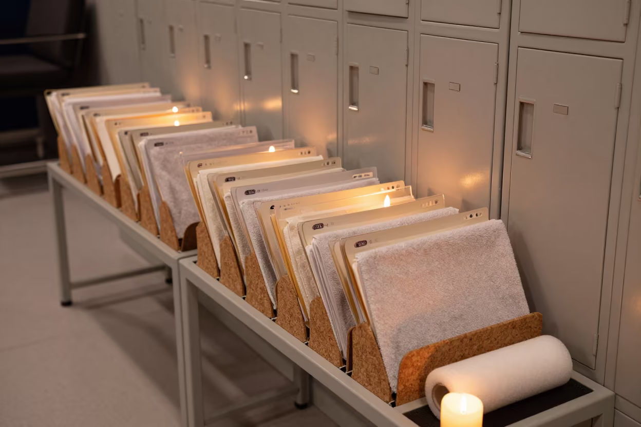 Freeze Request Folder Rack in Zhengzhou Recovery Lounge in inside a recovery lounge beside foam rollers in Zhengzhou