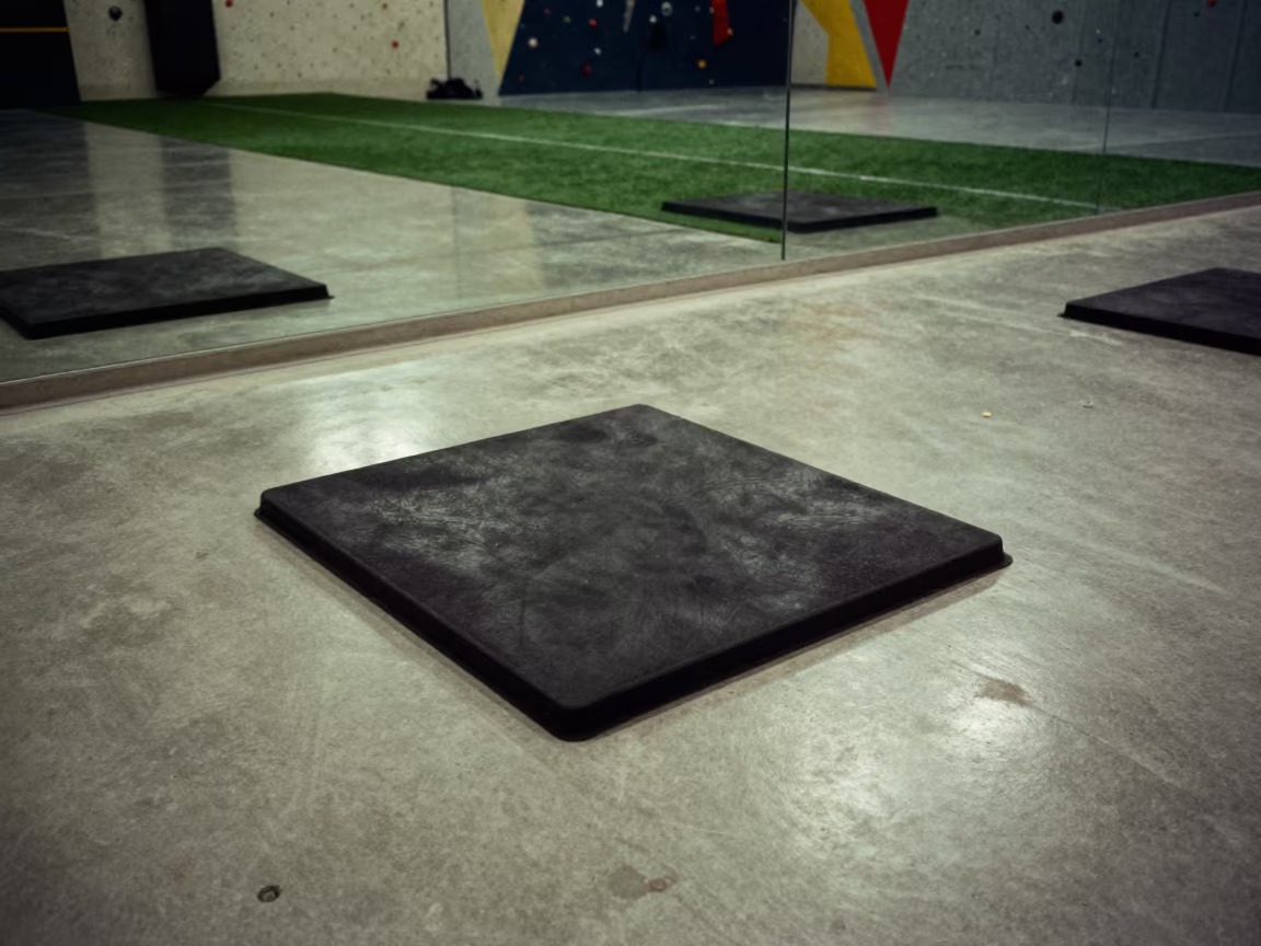 Freeze Request Tray in Montpellier Gym at Night in inside a climbing gym warmup zone in Montpellier