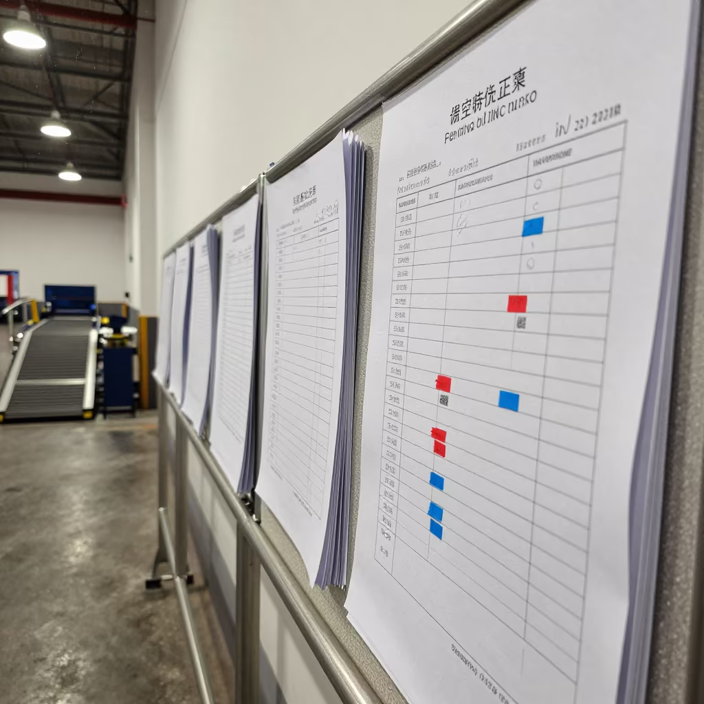 Freight Invoice Board Before Automation in inside a warehouse aisle near Qingdao