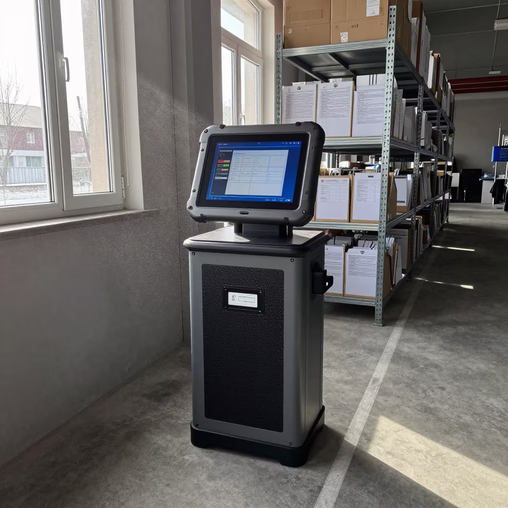 Freight Tablet Kiosk in Duzce Cross-Dock Noon Light in inside a cross-dock lane in Düzce
