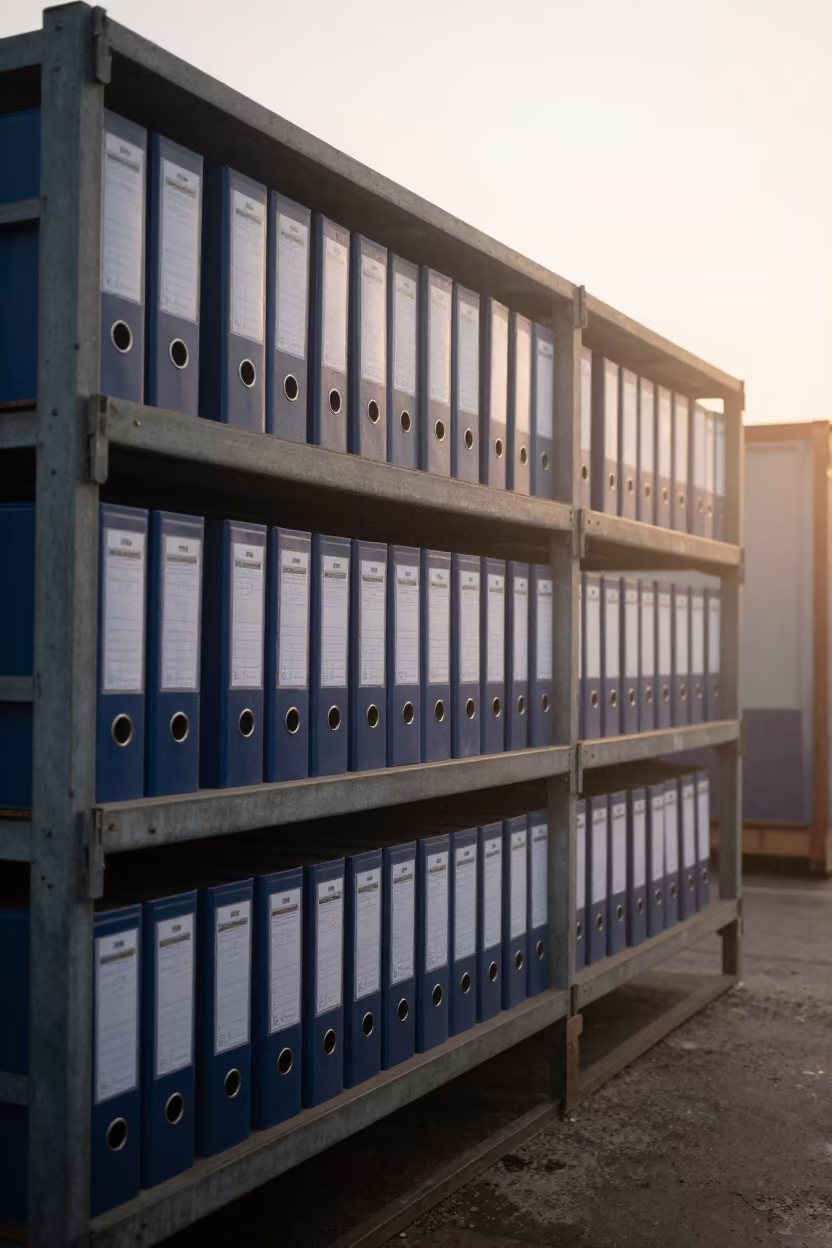 Freight Tariff Binder Shelf Before Dawn Operations in inside a cross-dock lane near Hyderabad