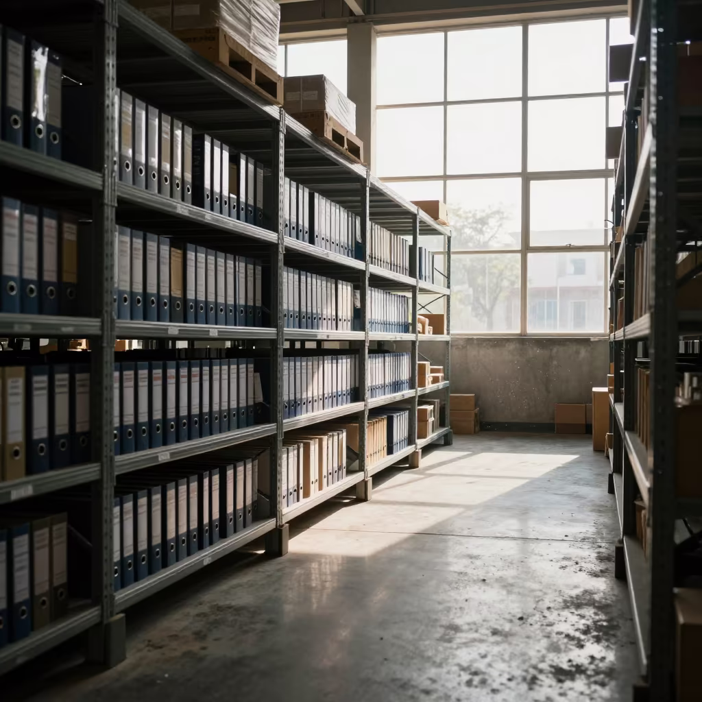 Freight Tariff Binder Shelf in Warehouse Aisle in inside a warehouse aisle in Bareilly