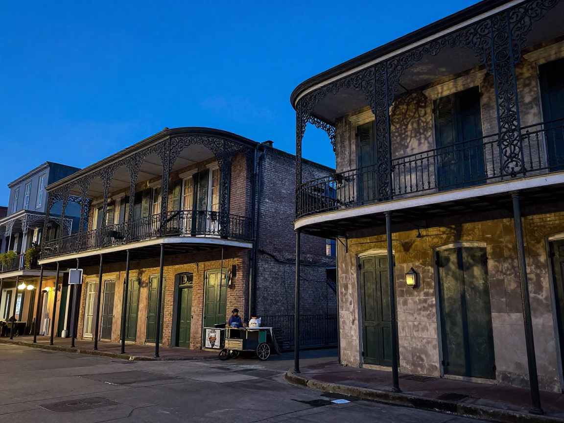 French Quarter Street in New Orleans in in New Orleans, Louisiana, United States