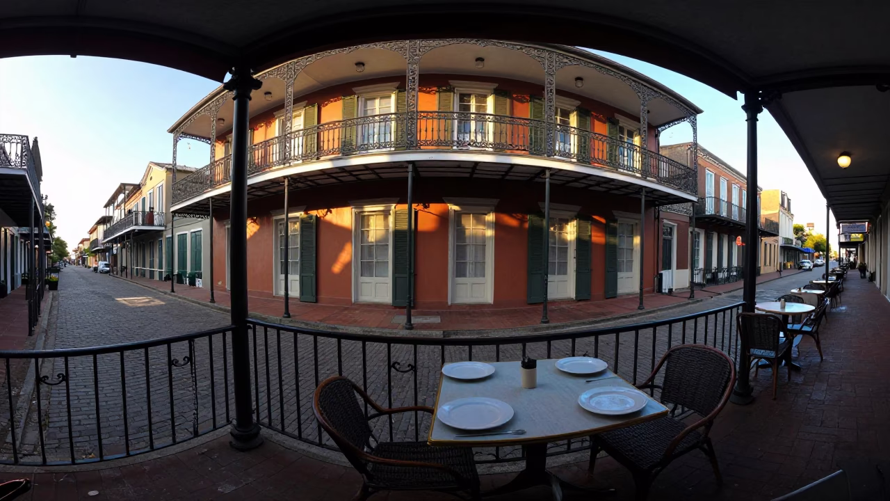 Fresco Dining in New Orleans at First Light Of Dawn in in New Orleans, Louisiana, United States