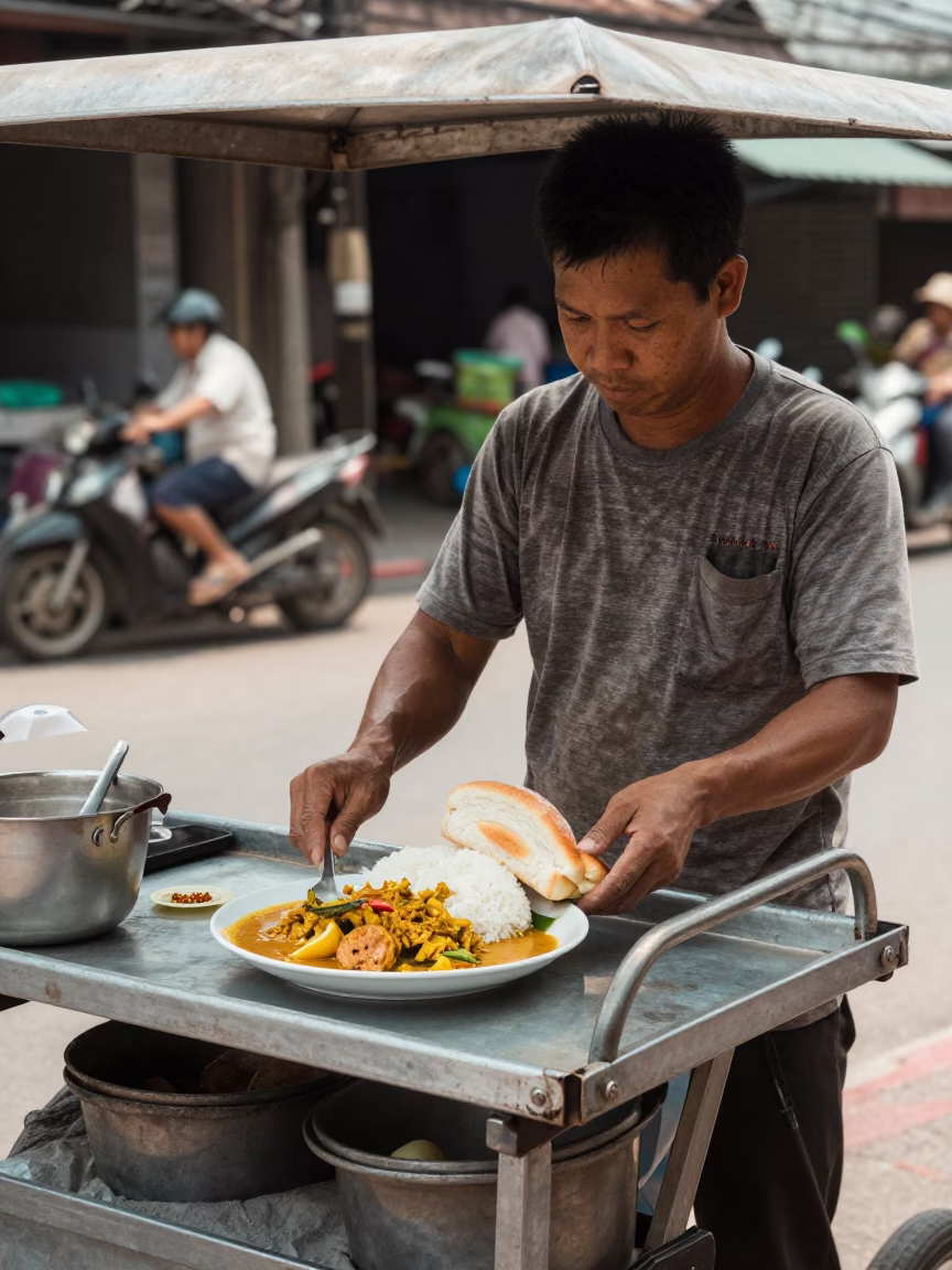 Fresh Bread in Chiang Mai at The Flat Glare Of Noon Light in in Chiang Mai, Thailand