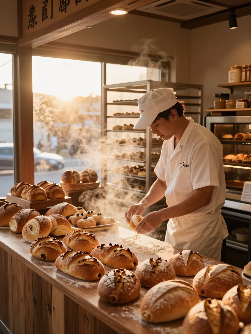 Fresh Bread in Fukuoka at Golden Hour in in Fukuoka, Japan