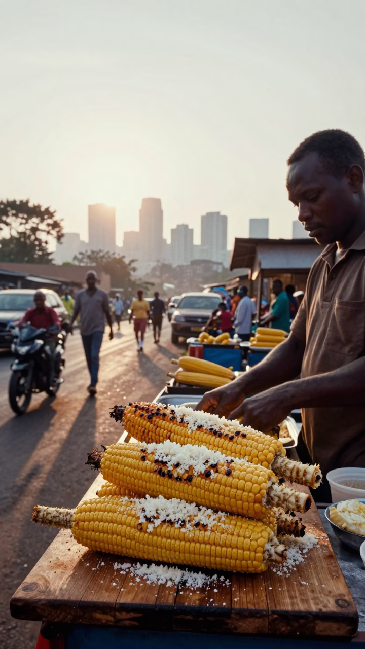 Fresh Elote just after sunrise in Nairobi in in Nairobi, Kenya