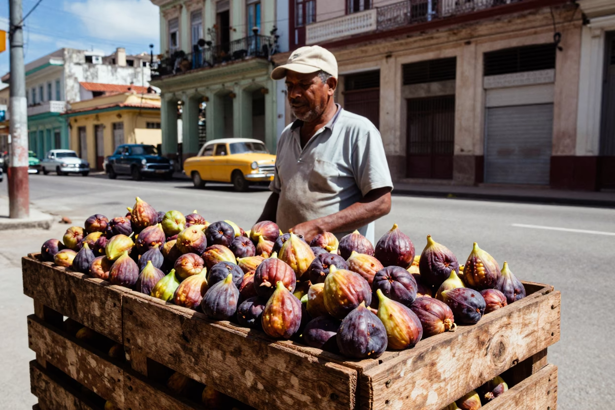 Fresh Figs in Havana at The Flat Glare Of Noon Light in in Havana, Cuba