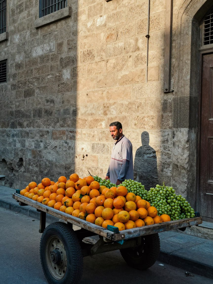 Fresh Fruit in Cairo at Early Morning Light in in Cairo, Egypt