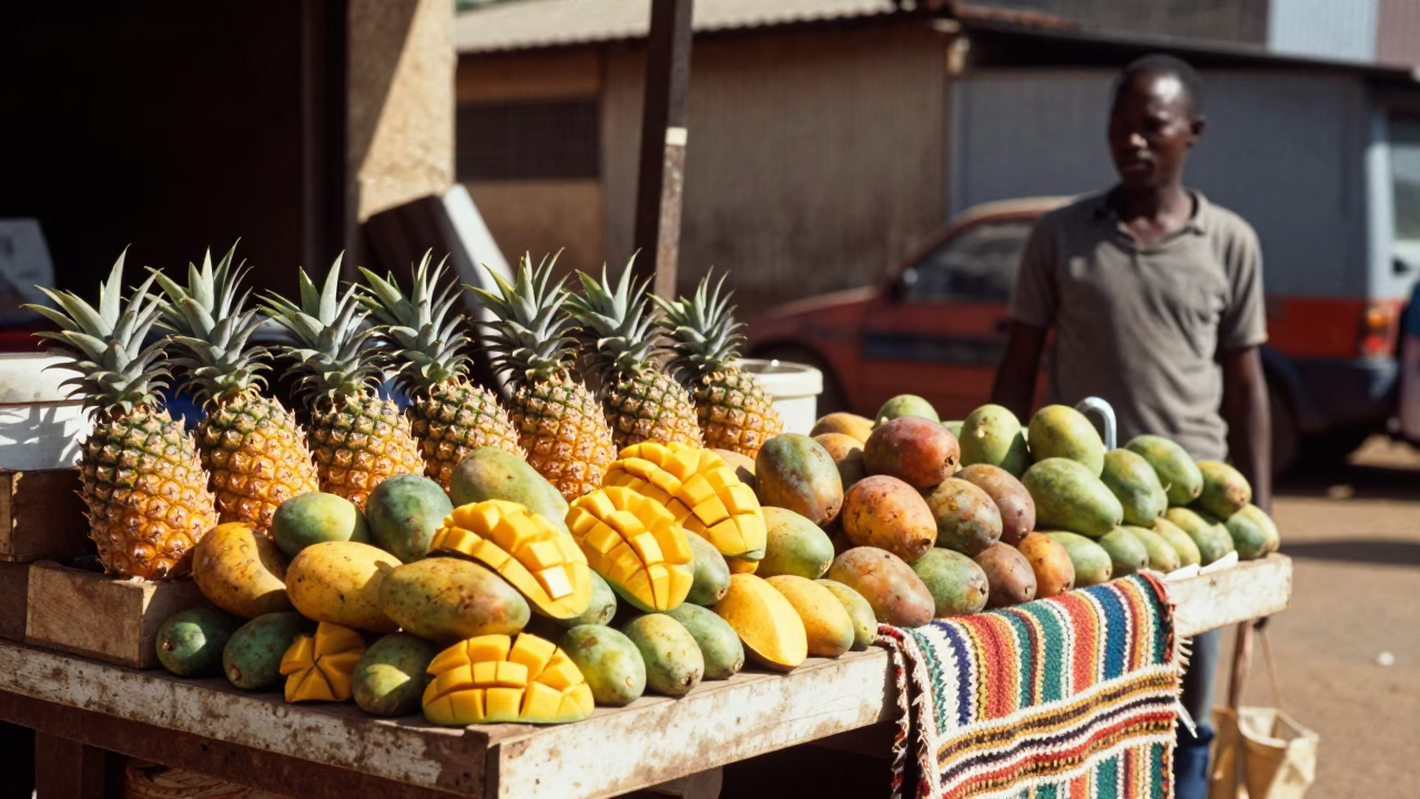 Fresh Fruit in Nairobi at Bright Midmorning Light in in Nairobi, Kenya