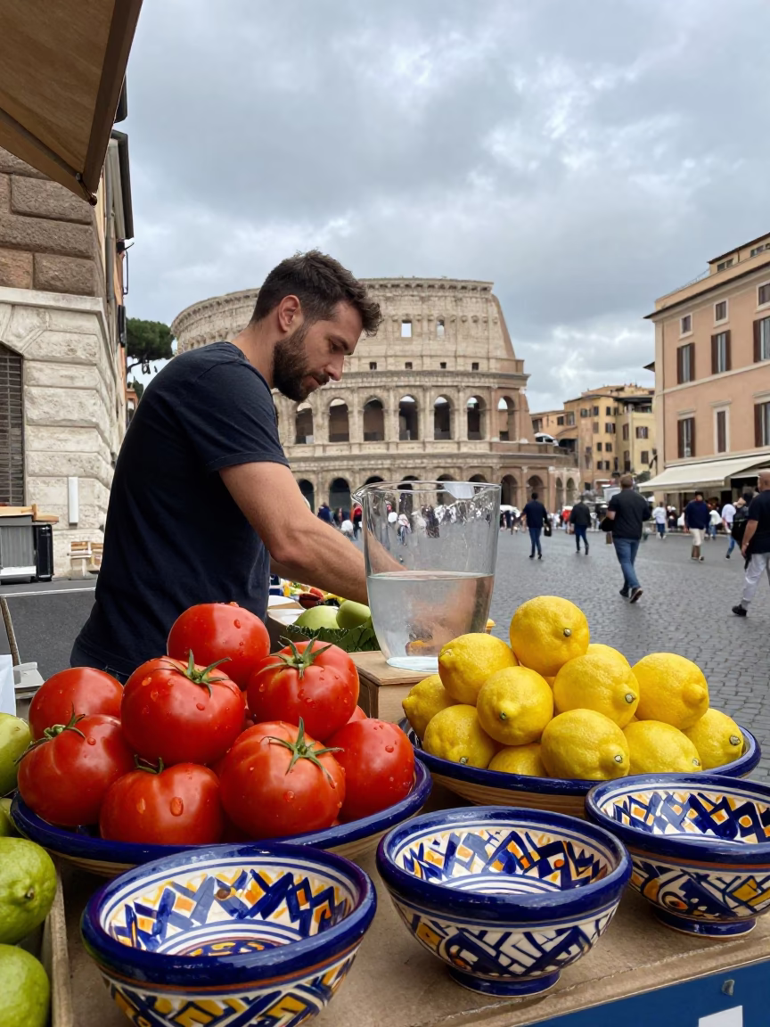 Fresh Fruit in Rome at Midday Light in in Rome, Italy