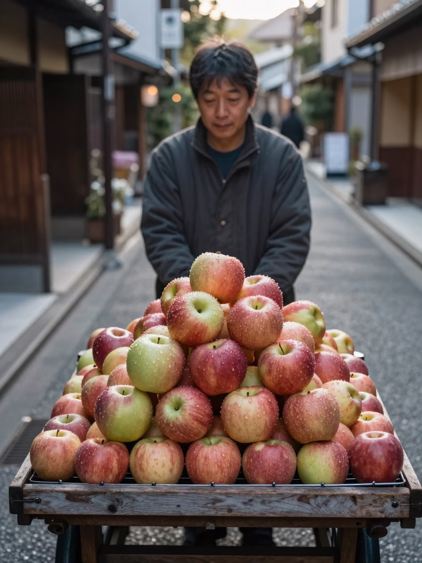 Fresh Fruit just after sunrise in Kyoto in in Kyoto, Japan