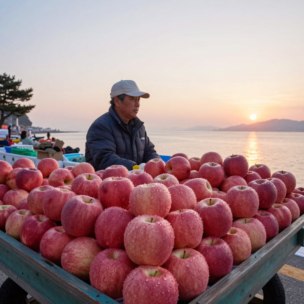 Fresh Fruits in Busan at First Light Of Dawn in in Busan, South Korea