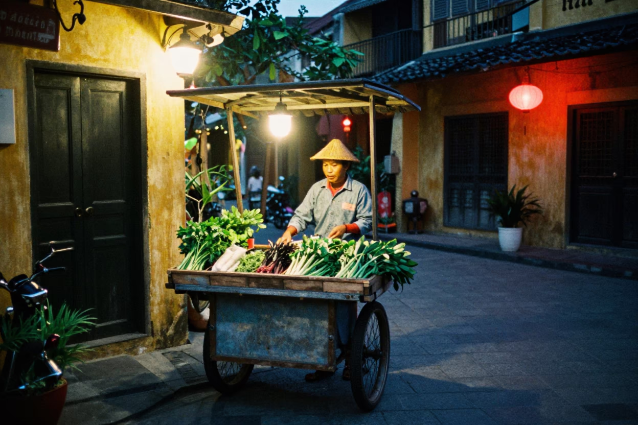 Fresh Herbs after dark in Hoi An in in Hoi An, Vietnam