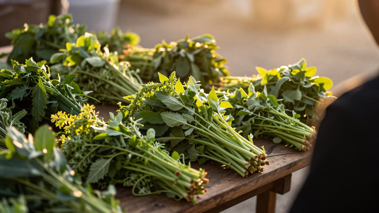 Fresh Herbs at Tainan Market Sunset in near Tainan
