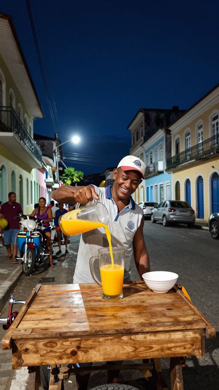 Fresh Juice in Salvador at The Deepest Night Sky Light in in Salvador, Brazil
