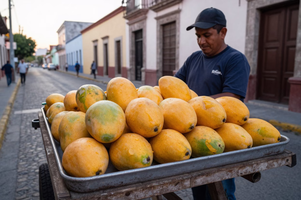 Fresh Mangoes in Guadalajara at The Early Morning Light in in Guadalajara, Mexico