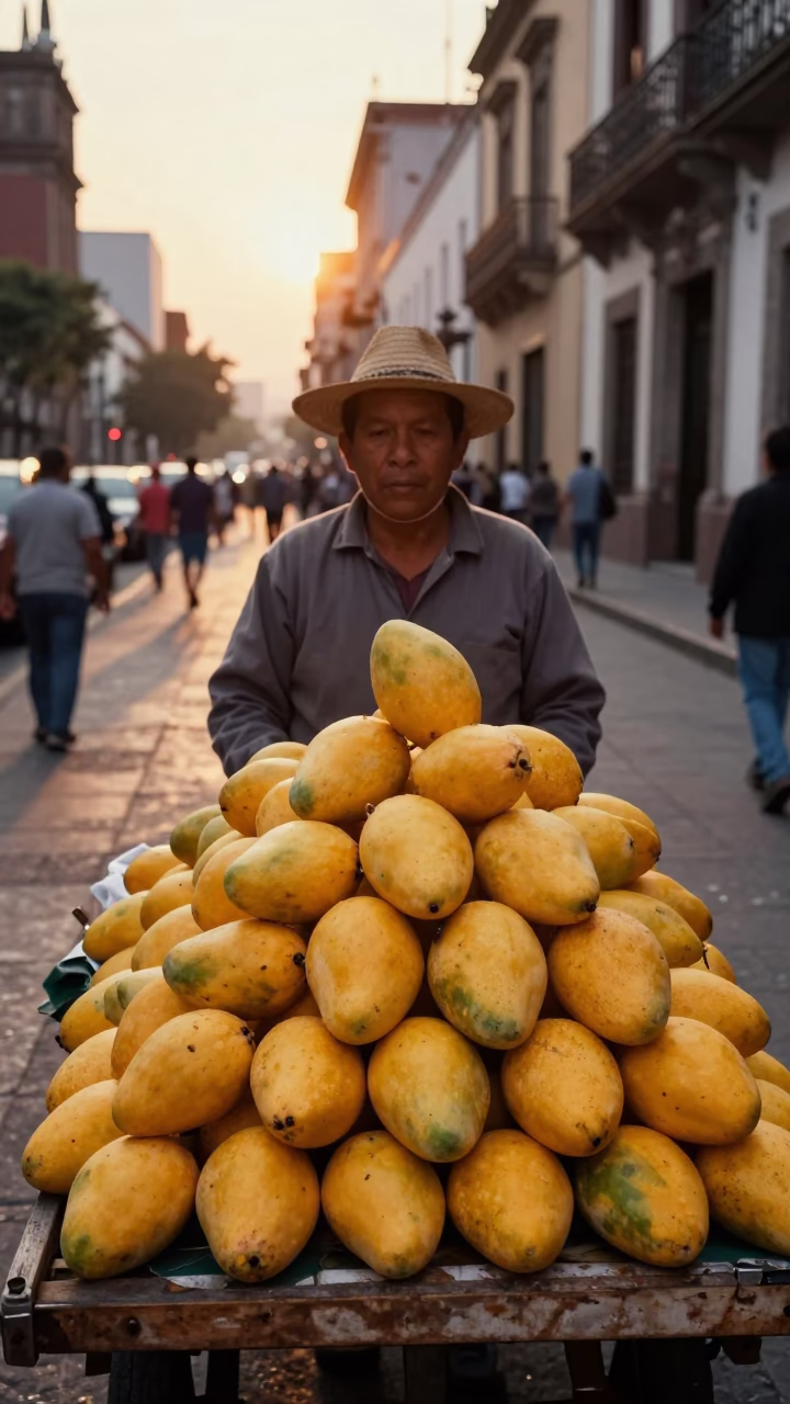 Fresh Mangoes in Mexico City at Golden Hour in in Mexico City, Mexico