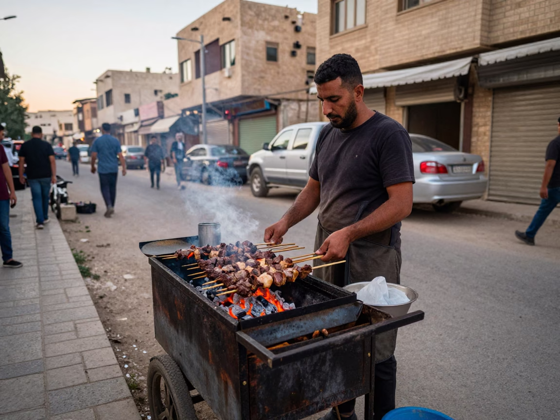 Fresh Meat in Amman at Evening Light in in Amman, Jordan