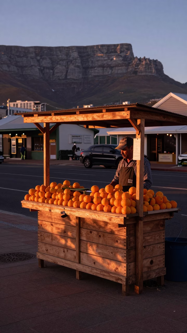 Fresh Nectarines in Cape Town at Copper-toned Light Before Dusk in in Cape Town, South Africa