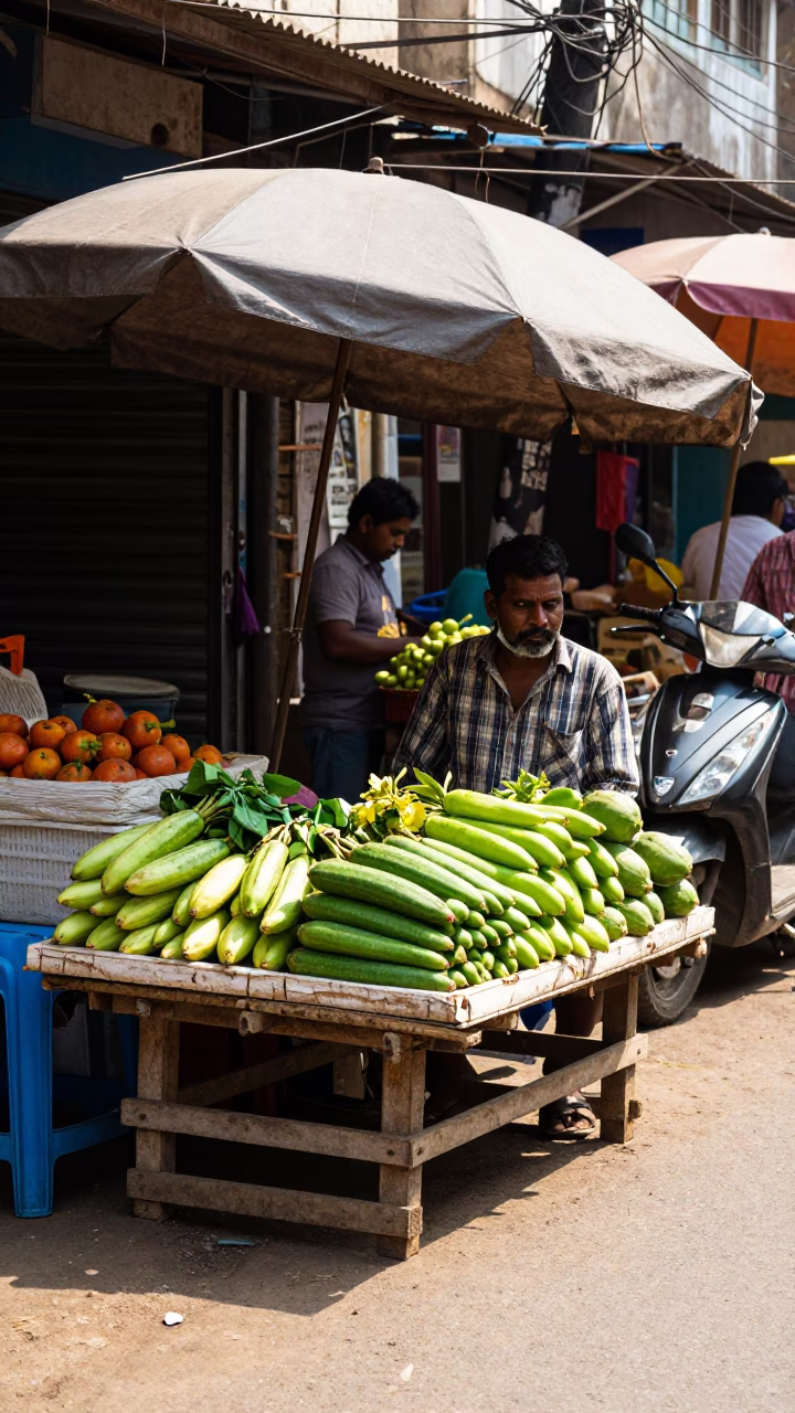 Fresh Produce at Bright Midmorning Light in Mumbai in in Mumbai, India