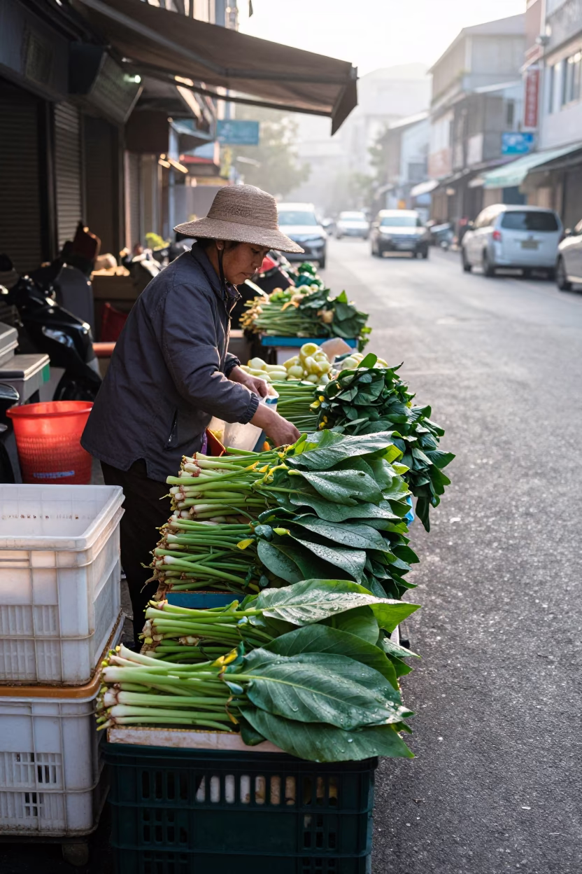 Fresh Produce in Kaohsiung at The Early Morning Light in in Kaohsiung, Taiwan