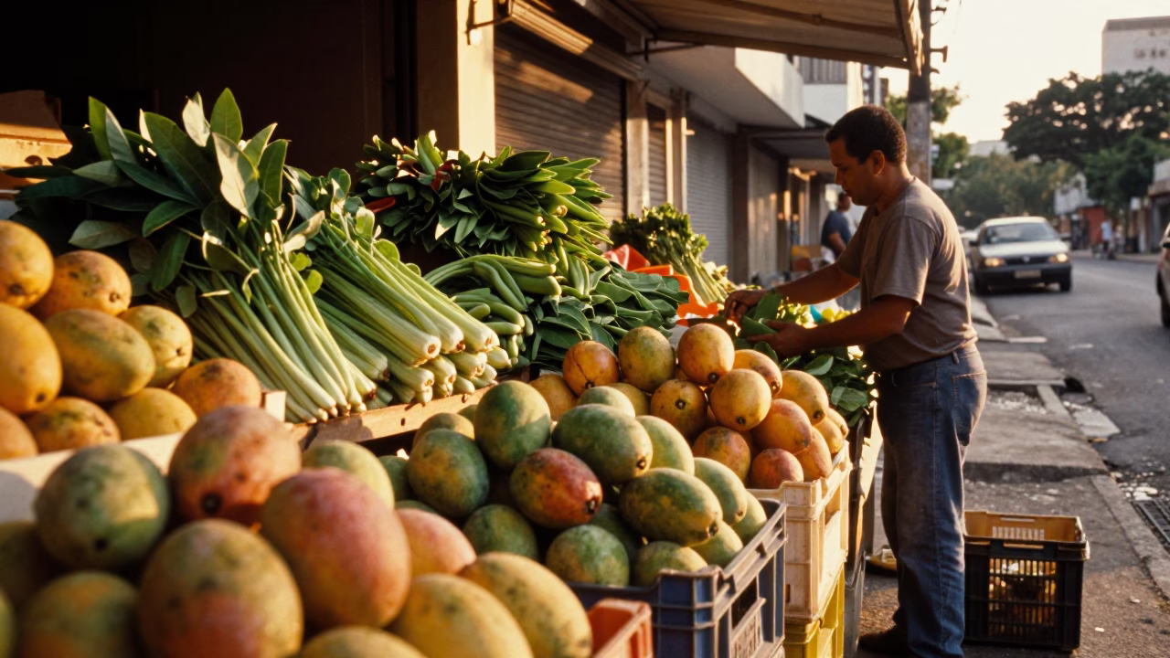 Fresh Produce in São Paulo at Sunset Light in in São Paulo, Brazil