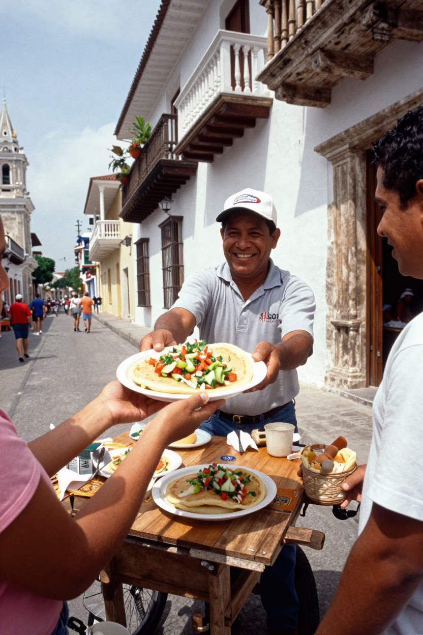 Fresh Pupusas in Cartagena at Midday Light in in Cartagena, Colombia