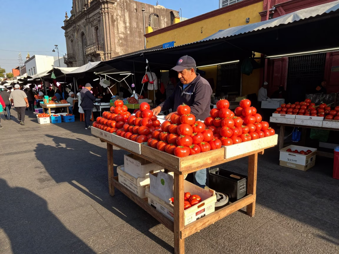 Fresh Red Tomatoes Late Afternoon in Mexico City in in Mexico City, Mexico