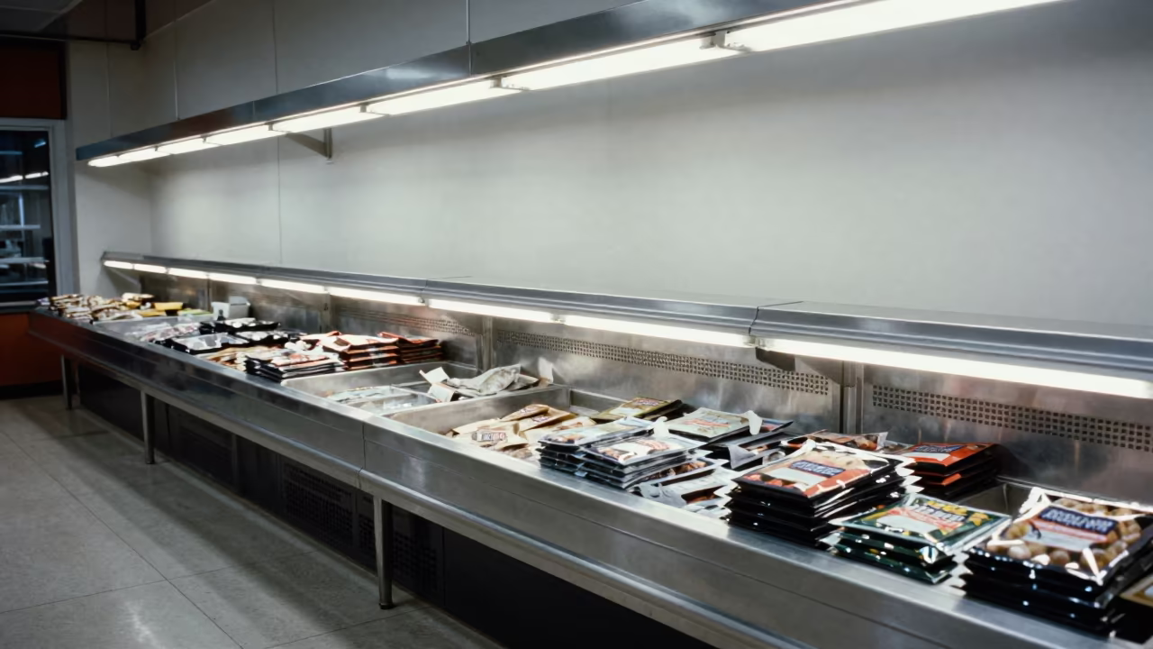 Fresh Seafood Rail Reset in Taiyuan Store in along a front-of-store display run in Taiyuan