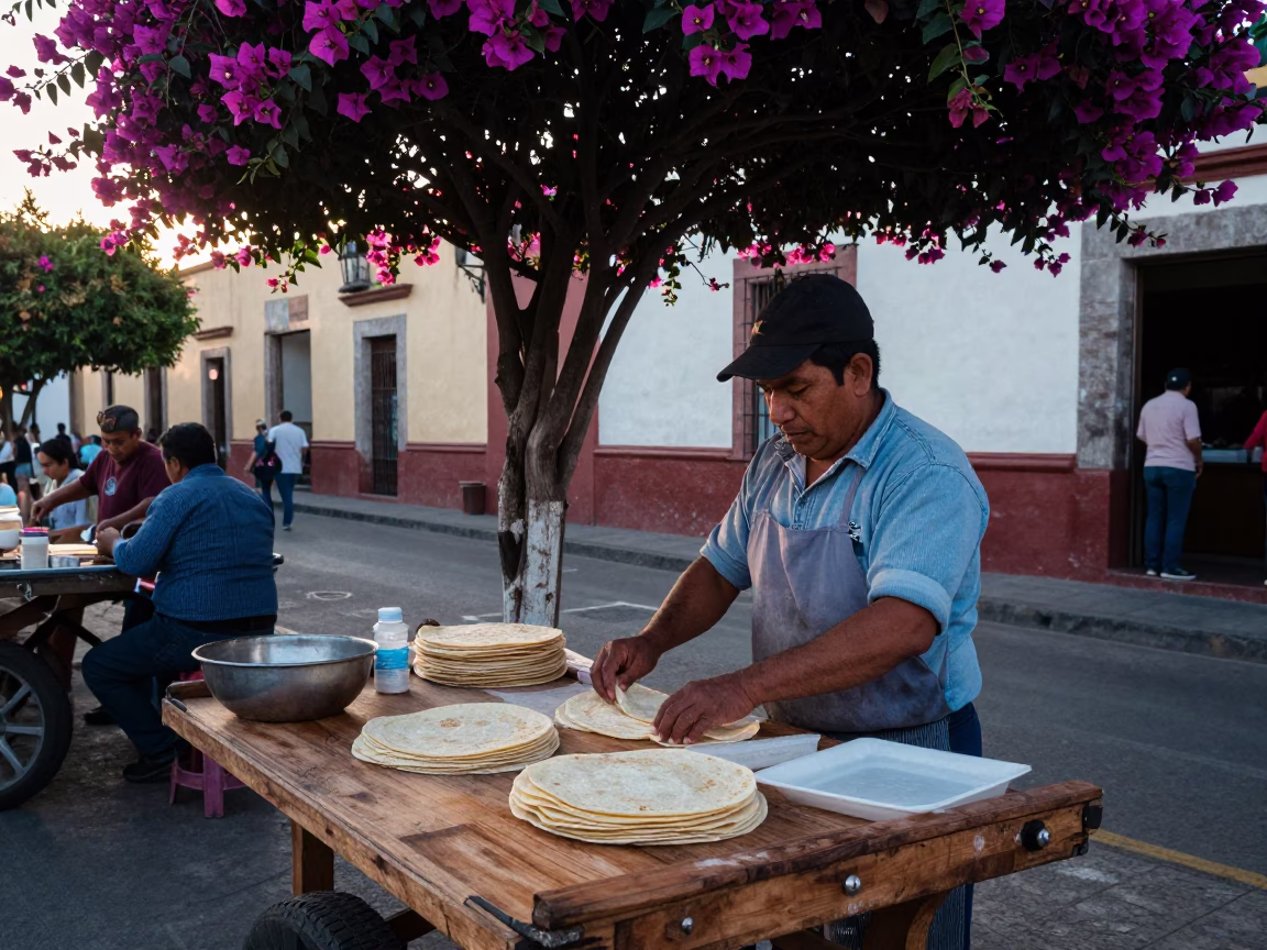 Fresh Tortillas at Sunrise Light in Mexico City in in Mexico City, Mexico