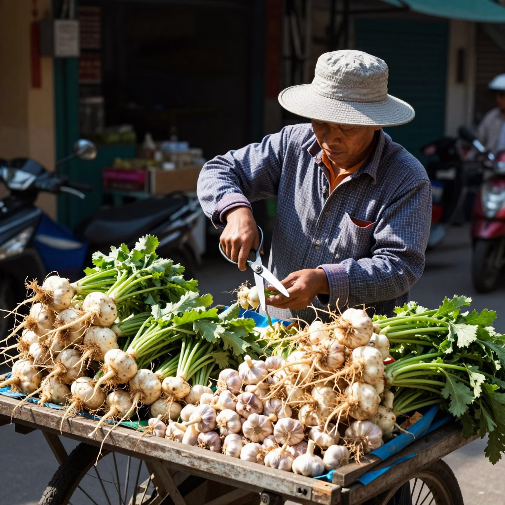 Fresh Turnips at Late Morning Light in Hanoi in in Hanoi, Vietnam