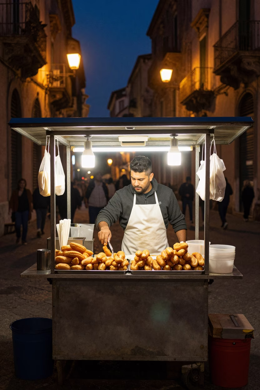 Fried Dough in Palermo in in Palermo, Italy
