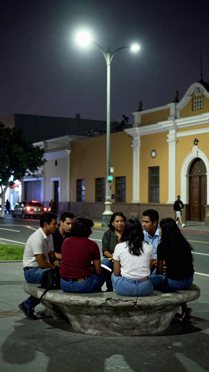 Friends Conversing in Lima in in Lima, Peru