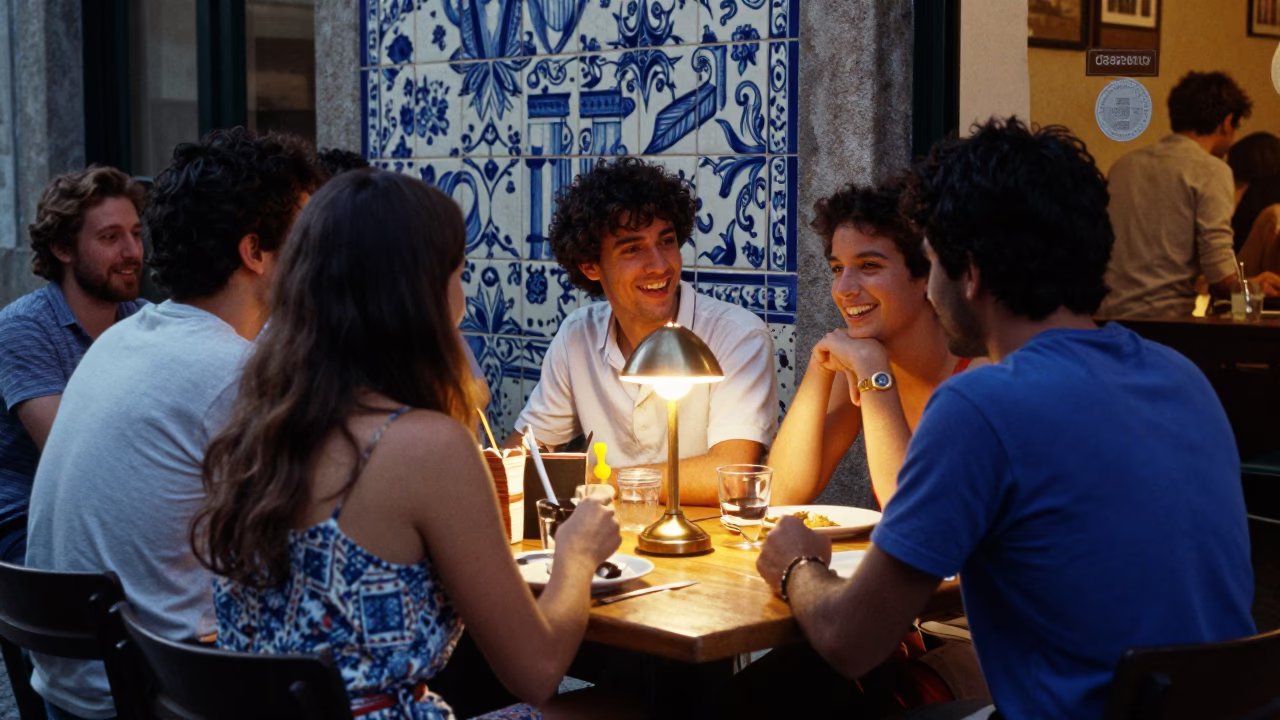 Friends Dining in Porto in in Porto, Portugal