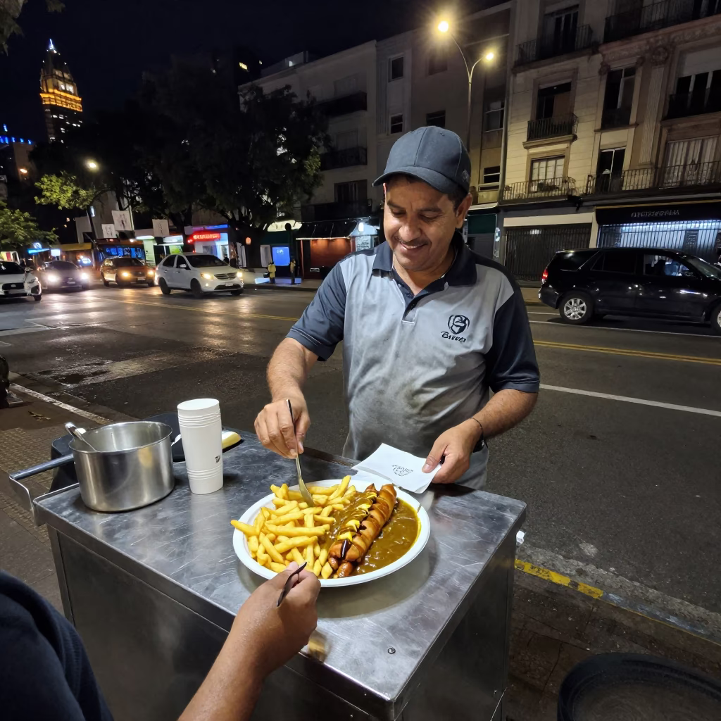 Fries in Buenos Aires at As City Lights Begin To Glow in in Buenos Aires, Argentina