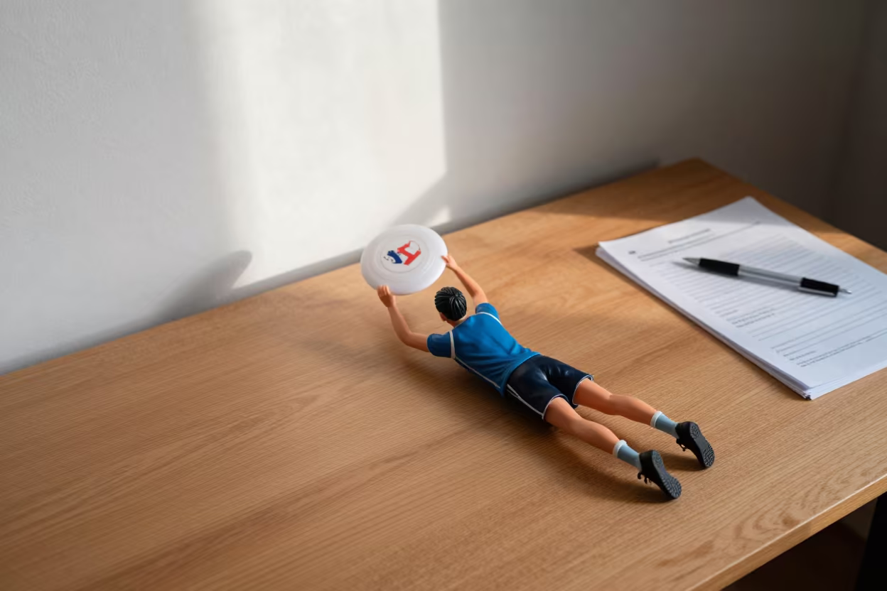 Frisbee Player Laying Out on Desk in Kirkuk in on a writing desk near Kirkuk
